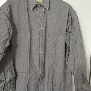 Eddie Bauer Men's Black and White Striped Shirt XL, Tall